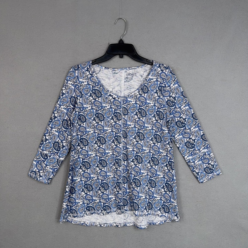 Escape By Habitat Clothes Shirt Womens XS Blue Paisley Scoop Neck Tunic Top